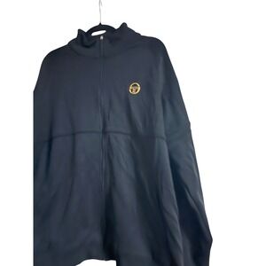 Sergio Tacchini Mens 3XL Track Jacket Full Zip Mock Neck Black Gold Logo